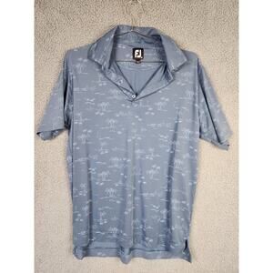 FootJoy Polo Shirt Men's Sz M Blue Tropic Golf Lisle Performance Active Casual